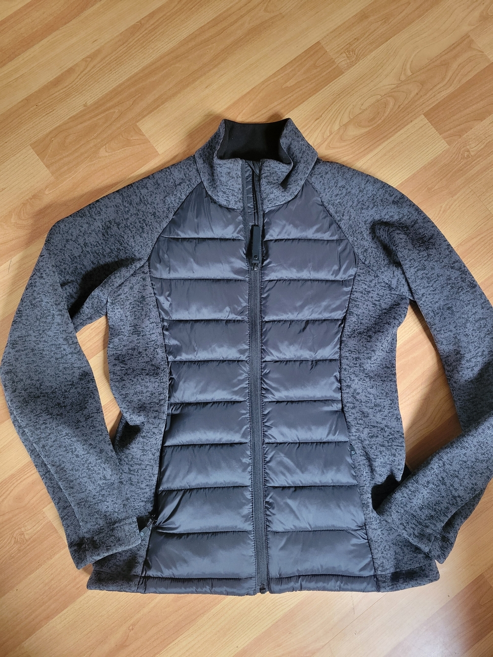 Women's Charcoal Hybrid Quilted Puffer Jacket